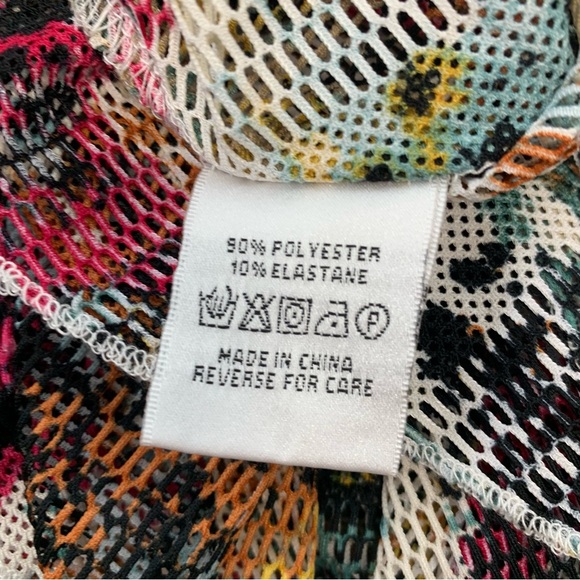 Dor Dor Couture Mesh Top Large  Sheer Colorful Flare Sleeve‎ Beach Cover Up Boho - Picture 7 of 10